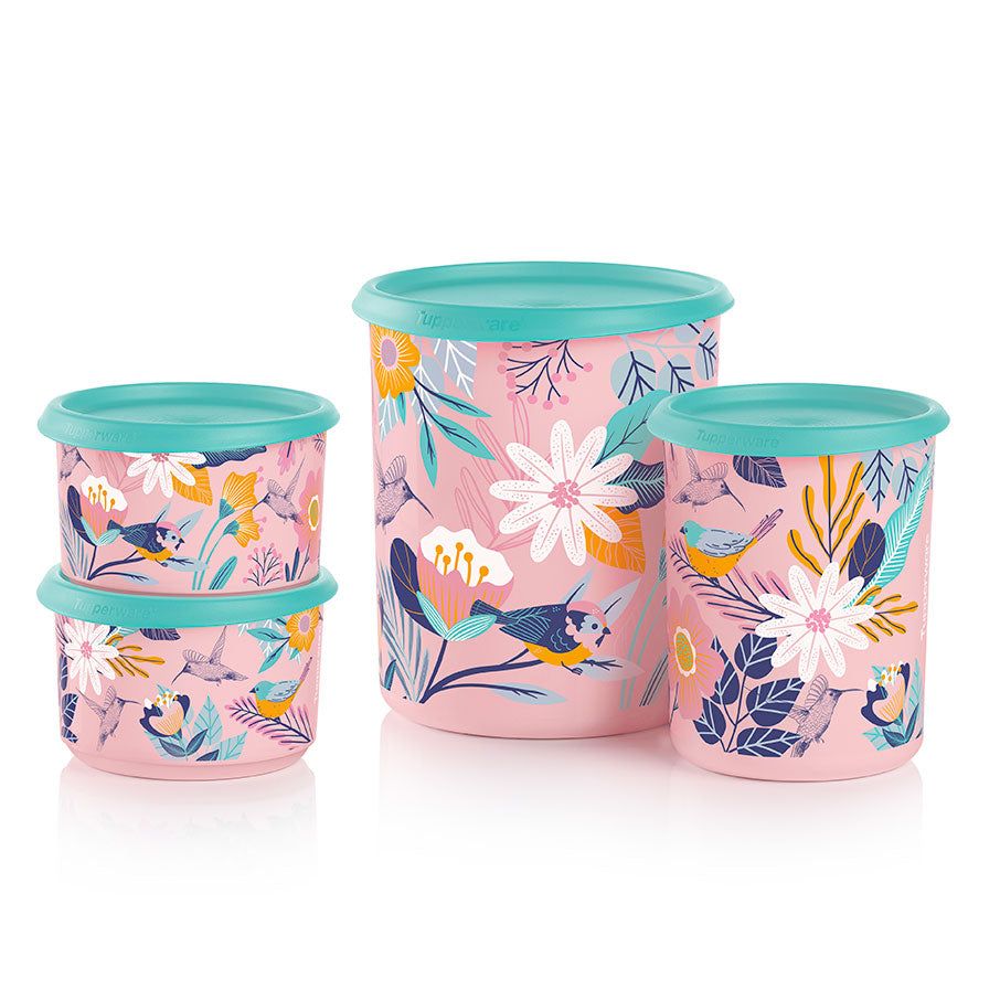 Tupperware Blushing Meadow One Touch Canister Set Candy Floss Dry Storage | ASGZR4938