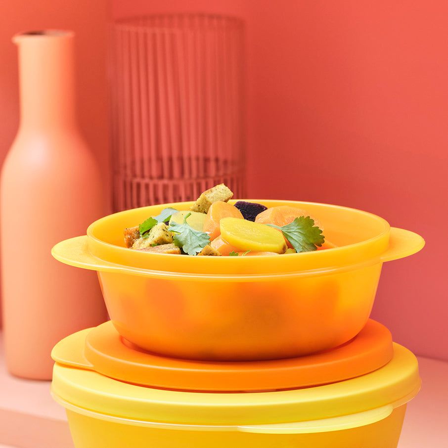 Tupperware Crystalwave Plus 2-cup/560 Ml Round Papaya Microwave Reheatable | YAPTV2613